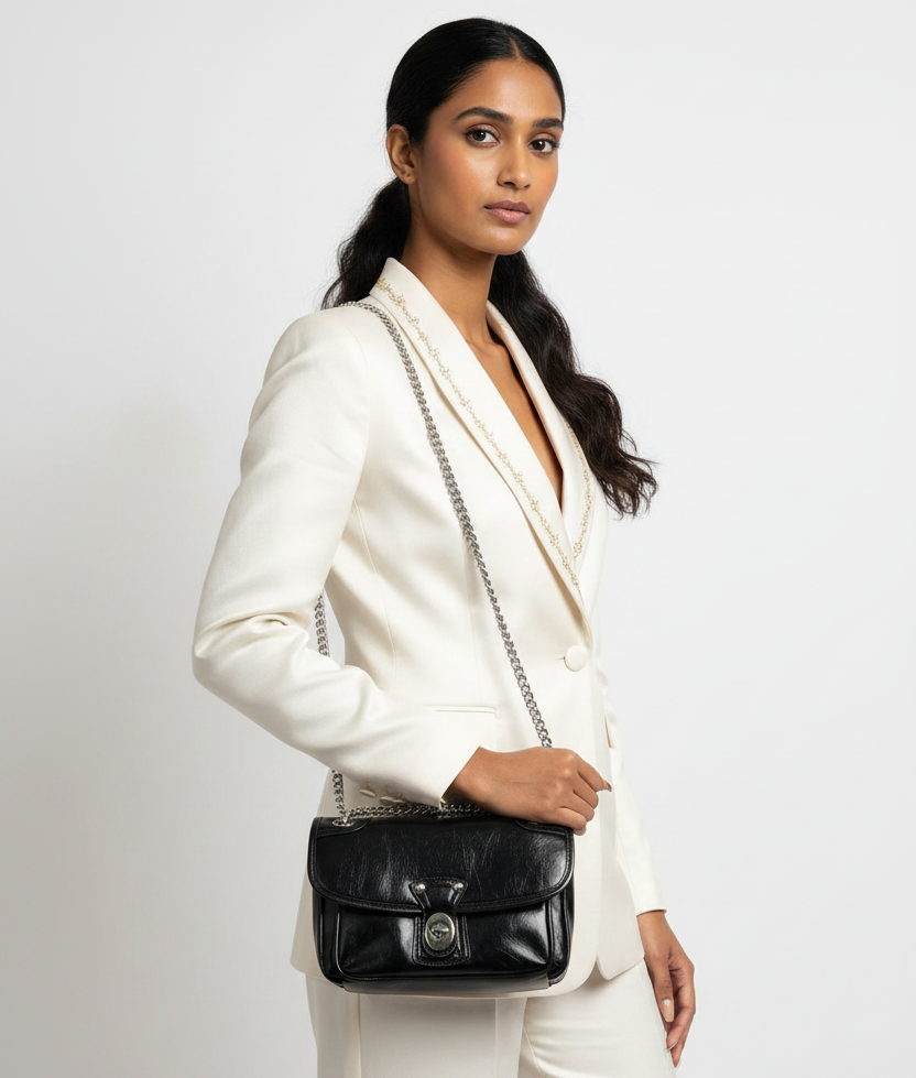 Rise&Roar Noir Classic Chain Flap Bag