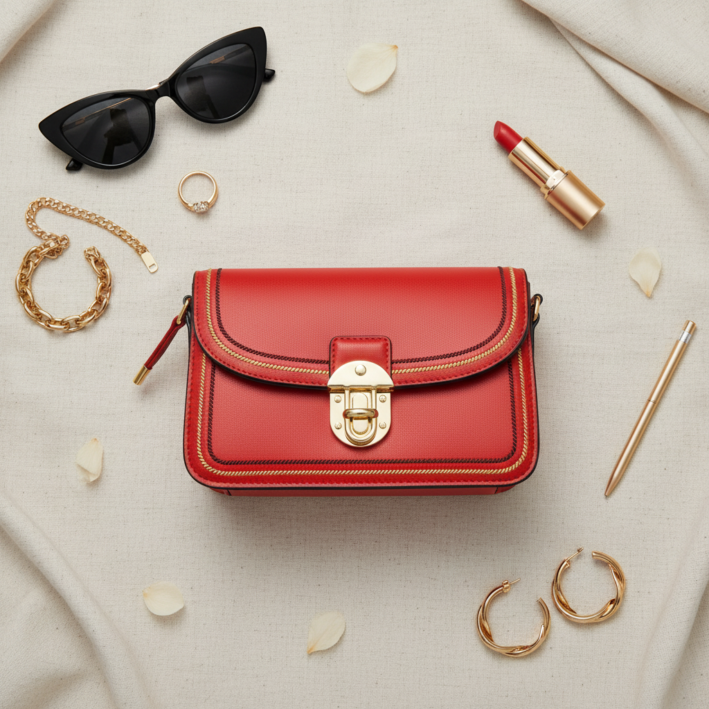 Flat lay with accessories