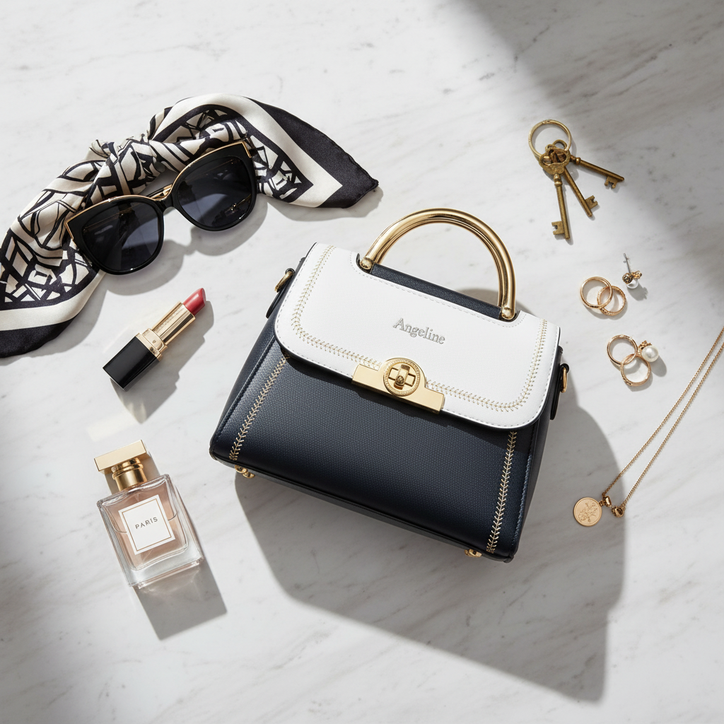 Rise&Roar × Angeline Signature Black & White Top Handle Bag