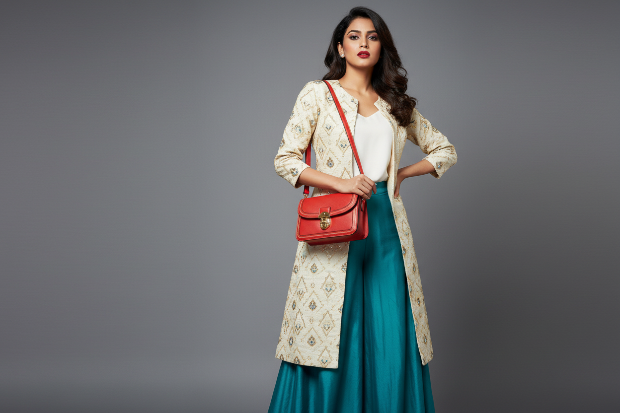Indian model with red handbag - variation