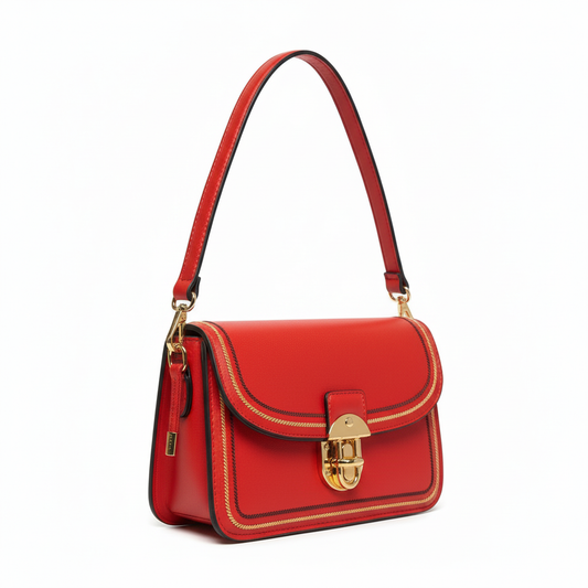 Scarlet bag with shoulder strap - three-quarter view